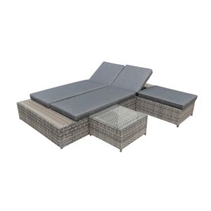 NABBI Diabolico záhradná posteľ so stolíkom sivý melanž / sivá