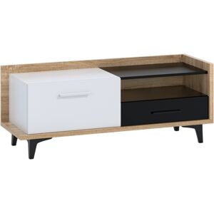 MEBLOCROSS Box Box-08 tv stolík sonoma svetlá / biela / čierna