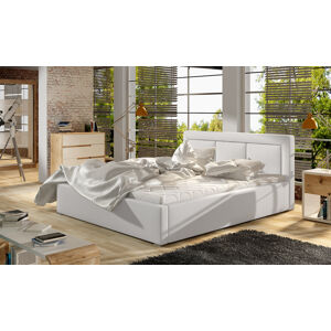 NABBI Branco 180 čalúnená manželská posteľ s roštom biela