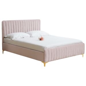 TEMPO KONDELA Kaisa čalúnená manželská posteľ s roštom ružová / zlatá matná