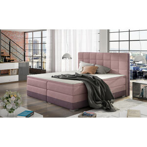 NABBI Dalino 160 čalúnená manželská posteľ s úložným priestorom ružová / fialová