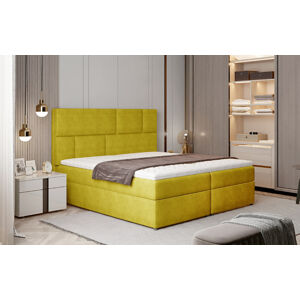 NABBI Ferine 145 čalúnená manželská posteľ s úložným priestorom žltá