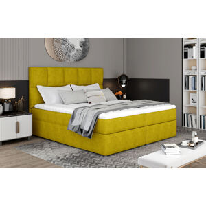 NABBI Grosio 165 čalúnená manželská posteľ s úložným priestorom žltá