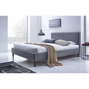 HALMAR Flexy 160 čalúnená manželská posteľ s roštom sivá / orech