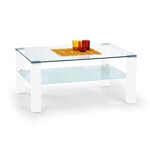 HALMAR Simple sklenený konferenčný stolík biely lesk / priehľadná / mliečna