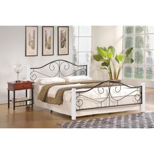 HALMAR Violetta 160 kovová manželská posteľ s roštom biela / čierna