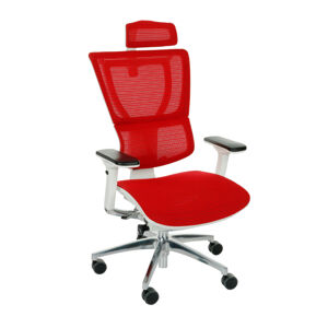 NABBI Iko WS kancelárska stolička s podrúčkami červená / biela / chróm