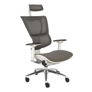 NABBI Iko WS kancelárska stolička s podrúčkami sivá / biela / chróm