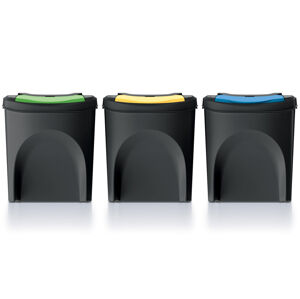 NABBI IKWB25S3 odpadkový kôš na triedený odpad (3 ks) 25 l čierna / kombinácia farieb