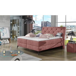 NABBI Lazio 140 čalúnená manželská posteľ s úložným priestorom ružová (Kronos 29)