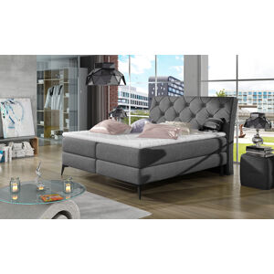 NABBI Lazio 180 čalúnená manželská posteľ s úložným priestorom sivá