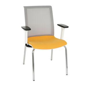 NABBI Libon 4L WS R1 konferenčná stolička s podrúčkami žltá / sivá / biela / chróm