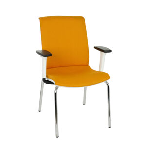 NABBI Libon 4L WT R1 konferenčná stolička s podrúčkami žltá / biela / chróm