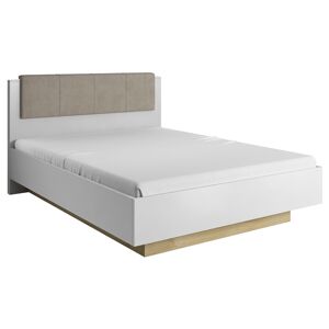 TEMPO KONDELA City manželská posteľ s úložným priestorom biela / dub grandson / biely lesk