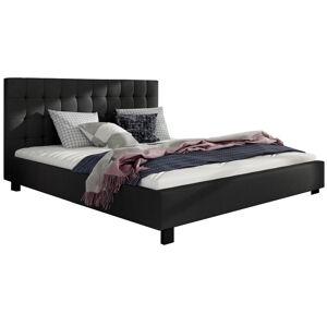 NABBI Maren 160 čalúnená manželská posteľ s roštom čierna