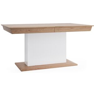 TARANKO Aspen AS-S1 rozkladací jedálenský stôl biely vysoký lesk / dub (Grande 01)