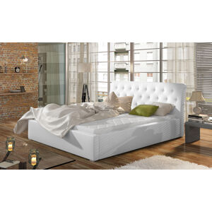 NABBI Monzo UP 140 čalúnená manželská posteľ s roštom biela