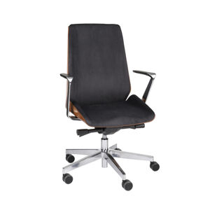 NABBI Munos Wood AL1 kancelárska stolička s podrúčkami čierna / svetlý orech / chróm