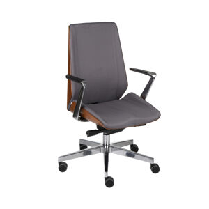 NABBI Munos Wood AL1 kancelárska stolička s podrúčkami tmavosivá / svetlý orech / chróm