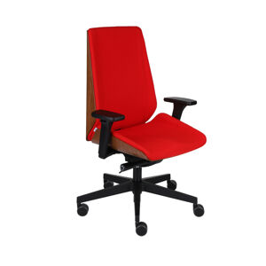 NABBI Munos Wood kancelárska stolička s podrúčkami červená (Fame 02) / svetlý orech / čierna