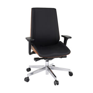 NABBI Munos Wood kancelárska stolička s podrúčkami čierna / svetlý orech / chróm