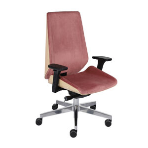 NABBI Munos Wood kancelárska stolička s podrúčkami tmavoružová / patyna svetlá / chróm