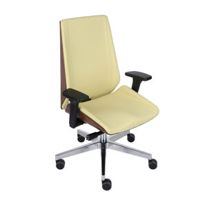 NABBI Munos Wood kancelárska stolička s podrúčkami žltá / orech svetlý / chróm