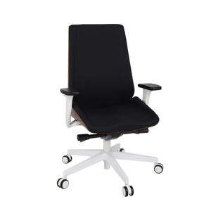 NABBI Munos Wood W kancelárska stolička s podrúčkami čierna / orech svetlý / biela
