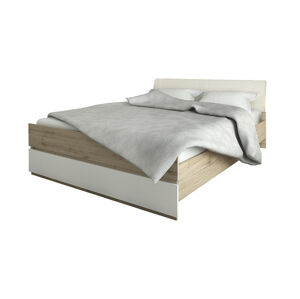 NABBI Leksand 160-L manželská posteľ s roštom dub wellington / biela