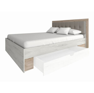 NABBI Malbo 160 manželská posteľ s roštom sivý dub craft / biely dub craft