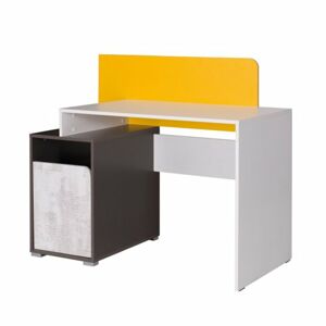TEMPO KONDELA Matel B8 pc stôl biela / sivý grafit / enigma / žltá