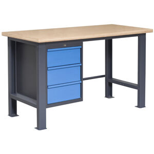 NABBI PL02L/P8 pracovný stôl so zverákom grafit / modrá