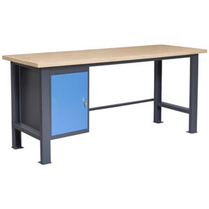NABBI PL03L/P1 pracovný stôl so zverákom grafit / modrá