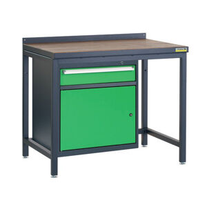 NABBI PSS01D/L3 pracovný stôl so zverákom grafit / zelená