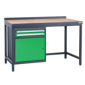 NABBI PSS02D/L2 pracovný stôl so zverákom grafit / zelená
