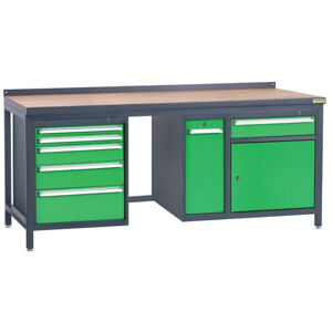 NABBI PSS03D/L5L9L3 pracovný stôl grafit / zelená