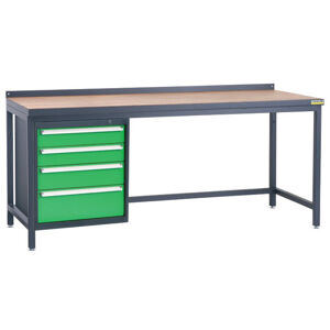NABBI PSS03D/L7 pracovný stôl so zverákom grafit / zelená