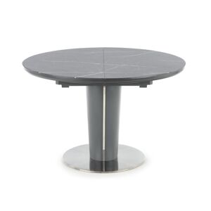 HALMAR Ricardo okrúhly rozkladací jedálenský stôl sivý mramor / tmavosivá