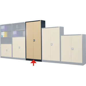 NABBI SB 1000 5P kovová kancelárska skriňa s vystuženými dverami antracit / béžová