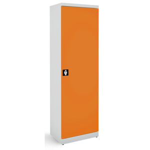 NABBI SB600 kovová kancelárska skriňa s nastaviteľnými policami svetlosivá / oranžová