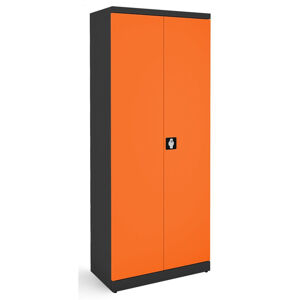 NABBI SB 800 kovová kancelárska skriňa s dvojkrídlovými dverami grafit / oranžová