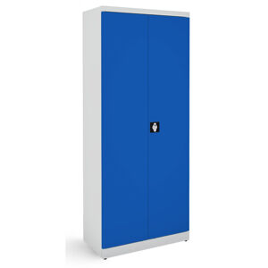 NABBI SB 800 kovová kancelárska skriňa s dvojkrídlovými dverami svetlosivá / modrá