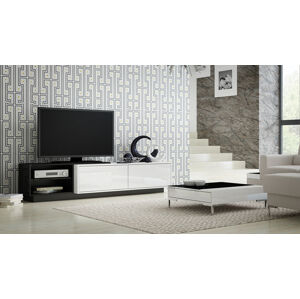 CAMA MEBLE Sigma 2B tv stolík biela / biely lesk / čierna / čierny lesk
