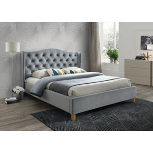SIGNAL Aspen Velvet 160 čalúnená manželská posteľ s roštom sivá