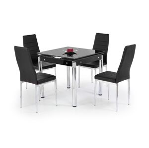 Sklenený rozkladací jedálenský stôl Kent - čierna / chróm