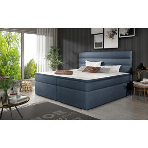 NABBI Spezia 160 čalúnená manželská posteľ s úložným priestorom modrá