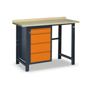 NABBI SS01L/F pracovný stôl so zverákom grafit / oranžová