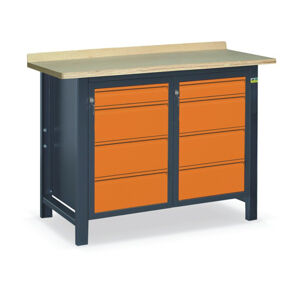 NABBI SS01L/FF pracovný stôl grafit / oranžová