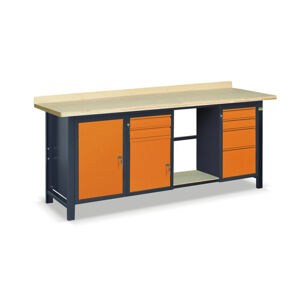 NABBI SS03L/AC/PL45/E pracovný stôl s jednou policou grafit / oranžová