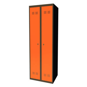 NABBI SUPE 300-02 kovová šatňová skriňa grafit / oranžová